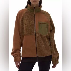 Helmut Lang Brown and Green Teddy Jacket with High Collar